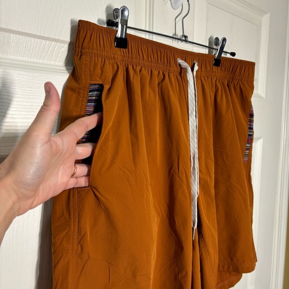 Wowie Nomad Shorts Men Large Burnt Orange Aztec Trim Drawstring Chino Outdoor 7” - Picture 3 of 11